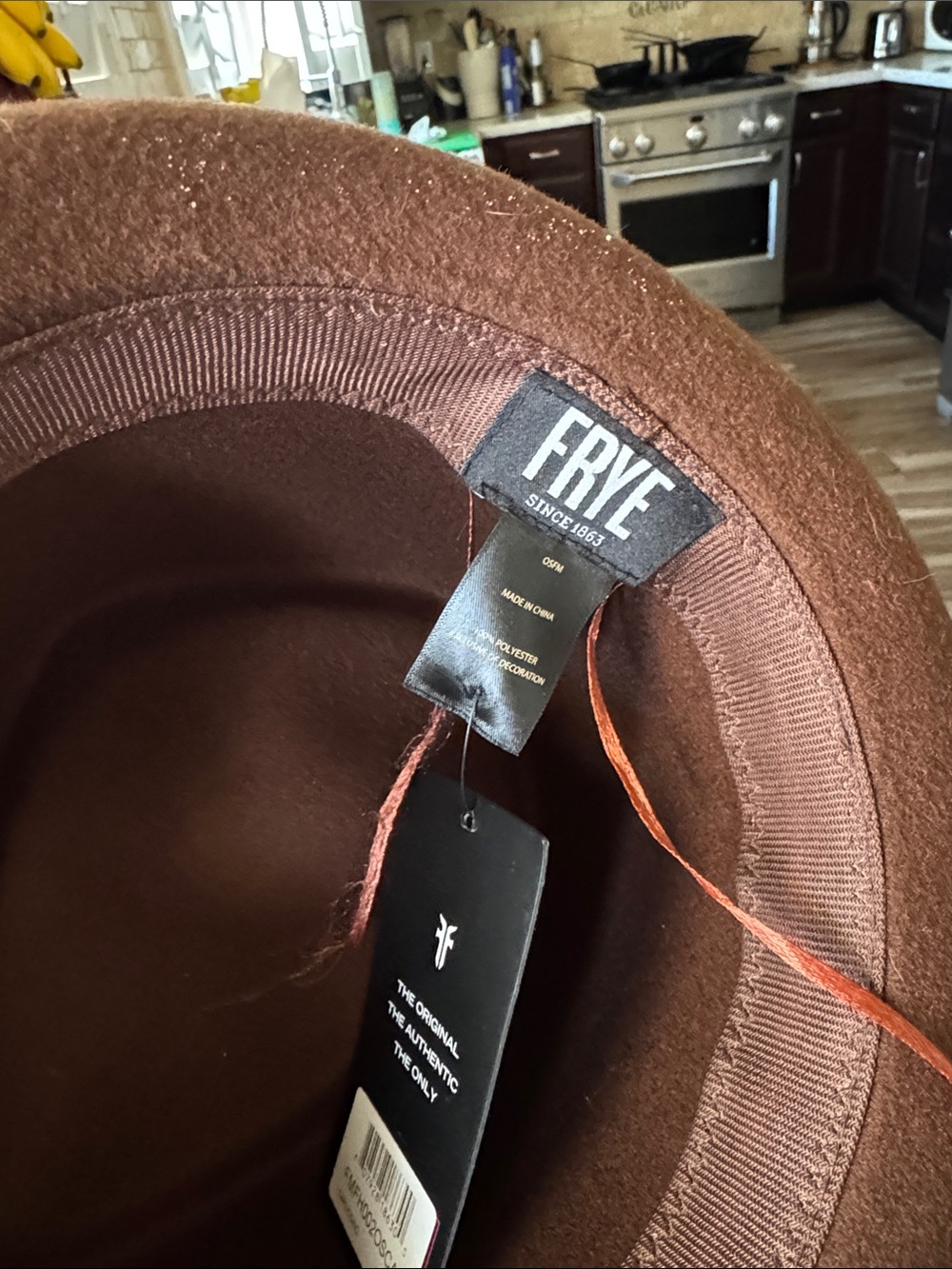NWT Frye Cappuccino wood Felt Trilby Hat - Picture 3 of 6